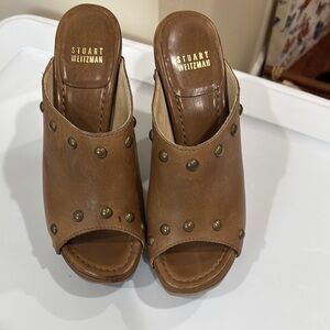 Stuart Weitzman Brown Studded leather Women's Mules 6.5